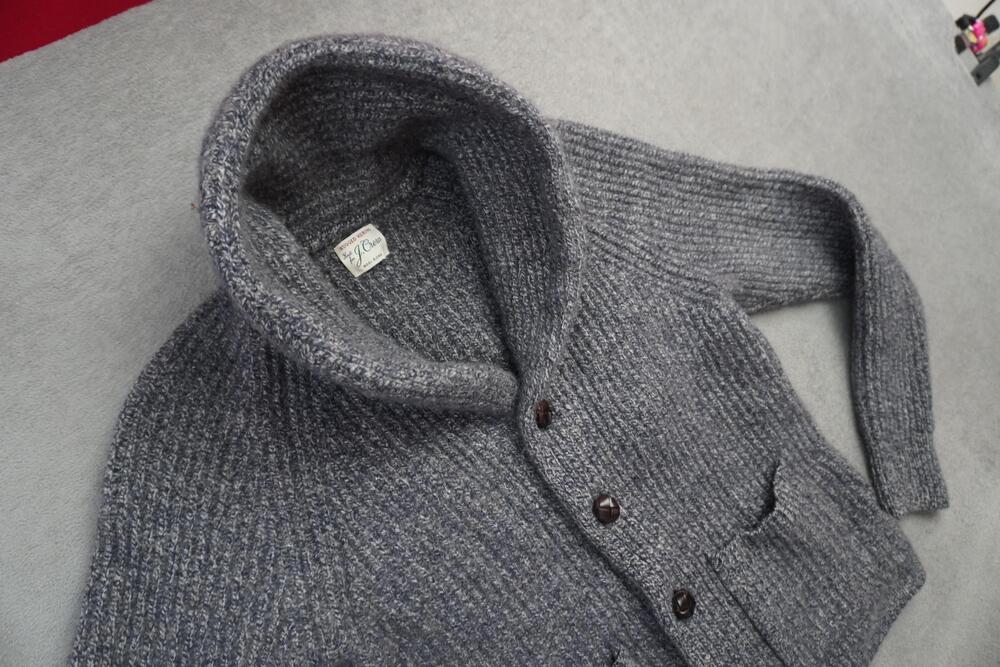 J Crew Rugged Merino Cardigan Sweater Mens Small Gray Shawl Collar Knit Pockets